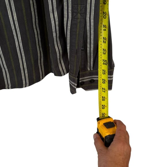 Club Monaco Button Down Shirt XL Striped Cotton Long Sleeve Black Gray  Casual - Picture 8 of 8